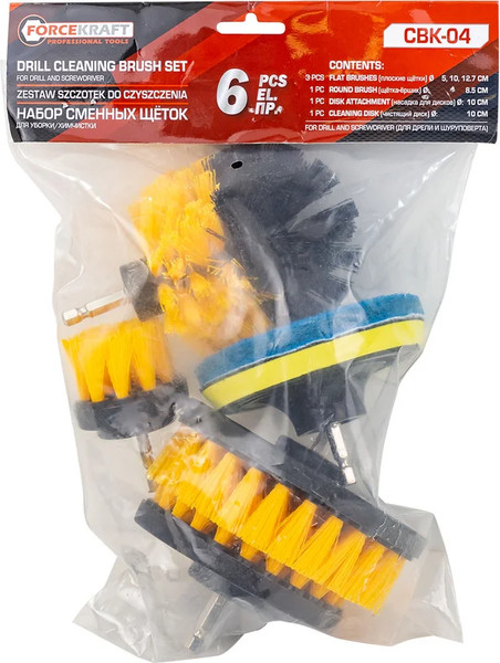 Изображение товара Набор щеток для электроинструмента ForceKraft FK-CBK-04 (60344), (6 шт.)