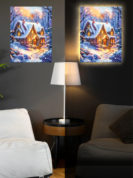 Изображение товара Картина по номерам Молли Домик в заснеженном лесу 40x50 / LHR0006