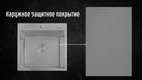 Изображение товара Мойка кухонная Astir Decor Satin 50x50 (с сифоном, дозатором и коландером)