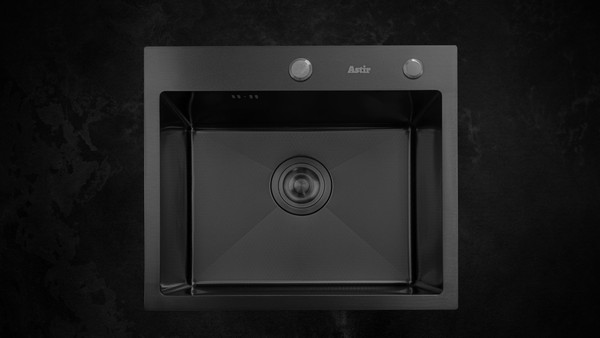 Изображение товара Мойка кухонная Astir Decor PVD Black 50x44B (с сифоном, дозатором и коландером)