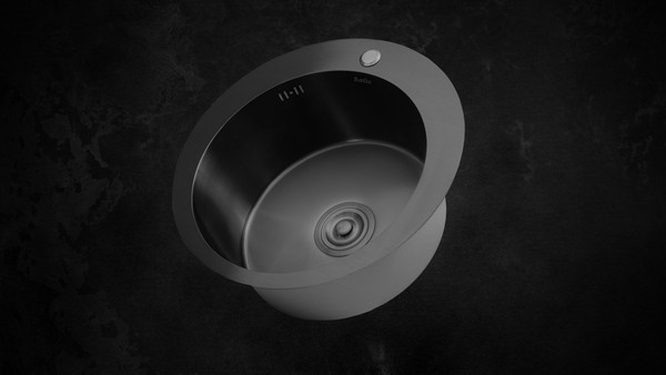 Изображение товара Мойка кухонная Astir PVD Black 50x50RB (с сифоном, дозатором и коландером)