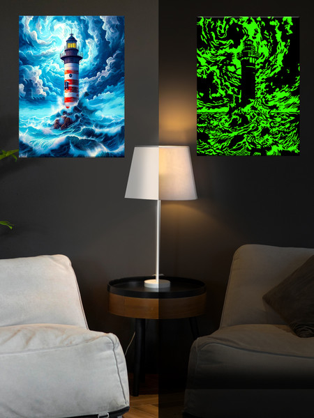 Изображение товара Картина по номерам Флюид Маяк во время шторма 40x50 / FHR0425