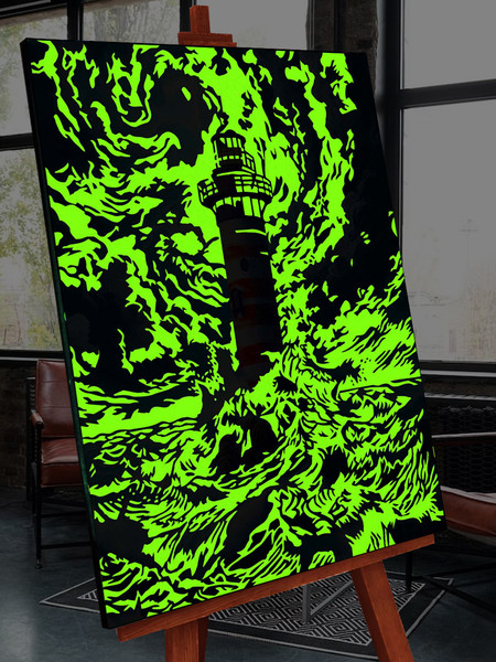 Изображение товара Картина по номерам Флюид Маяк во время шторма 40x50 / FHR0425