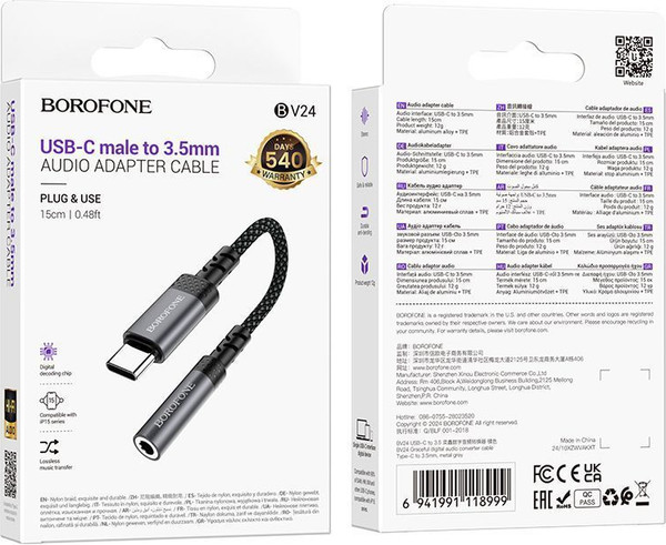 Изображение товара Кабель/переходник Borofone BV24 Type-C на Jack 3.5 (метталик)