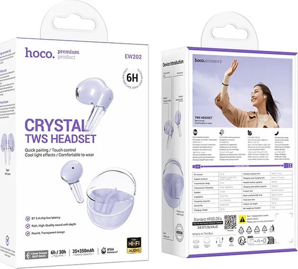 Изображение товара Беспроводные наушники Hoco EW202 TWS (фиолетовый)