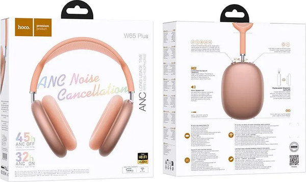 Изображение товара Беспроводные наушники Hoco W65 Plus ANC (оранжевый)