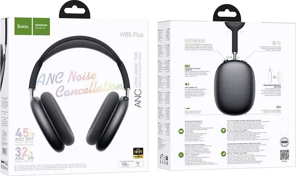 Изображение товара Беспроводные наушники Hoco W65 Plus ANC (серый космос)