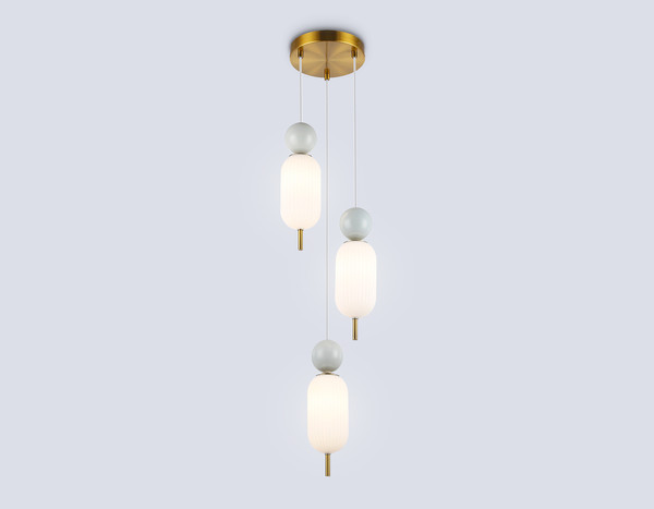 Изображение товара Люстра Ambrella LH53102/3 BS/GR/FR (латунь/серый/белый матовый)