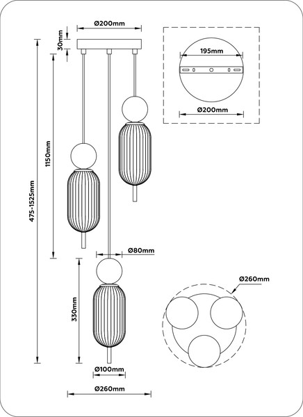 Изображение товара Люстра Ambrella LH53102/3 BS/GR/FR (латунь/серый/белый матовый)