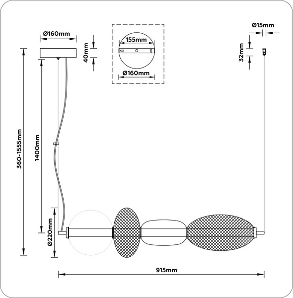 Изображение товара Потолочный светильник Ambrella LH11010 BK/FR (черный/белый матовый)