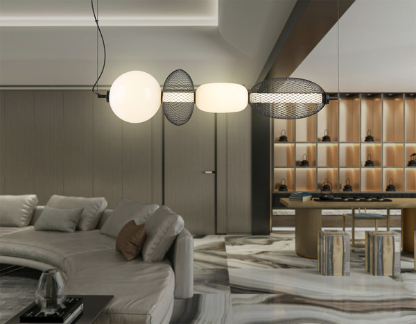 Изображение товара Потолочный светильник Ambrella LH11010 BK/FR (черный/белый матовый)