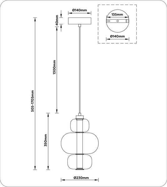 Изображение товара Потолочный светильник Ambrella LH11057 BK/SM (черный/дымчатый)