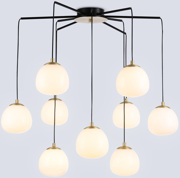 Изображение товара Люстра Ambrella LH51001/6+3 SGD/BK/FR (золотой песок/черный/белый матовый)
