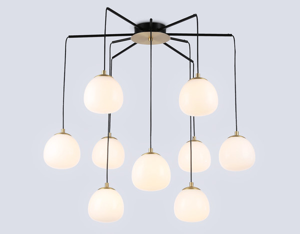 Изображение товара Люстра Ambrella LH51001/6+3 SGD/BK/FR (золотой песок/черный/белый матовый)