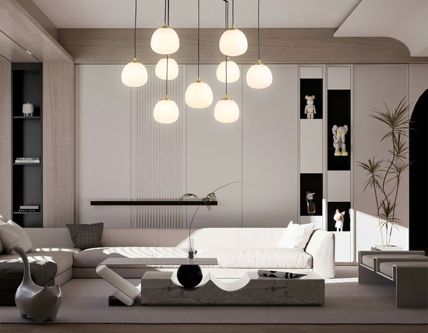 Изображение товара Люстра Ambrella LH51001/6+3 SGD/BK/FR (золотой песок/черный/белый матовый)