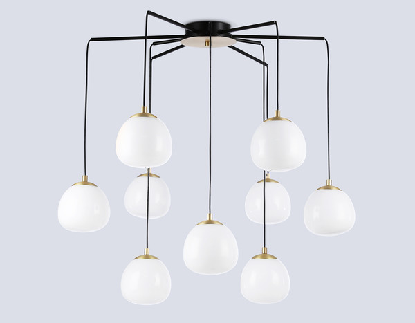 Изображение товара Люстра Ambrella LH51001/6+3 SGD/BK/FR (золотой песок/черный/белый матовый)