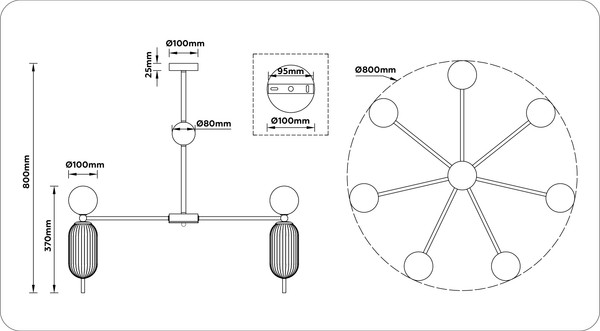 Изображение товара Люстра Ambrella LH53106/7 BS/GR/FR (латунь/серый/белый матовый)