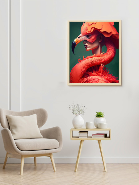 Изображение товара Картина по номерам Молли Фламинго боди арт 40x50 / HR0611