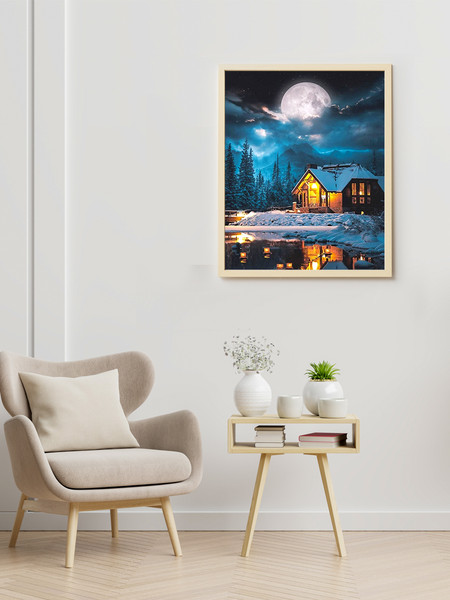 Изображение товара Картина по номерам Молли Уютный зимний домик 40x50 / HR0620