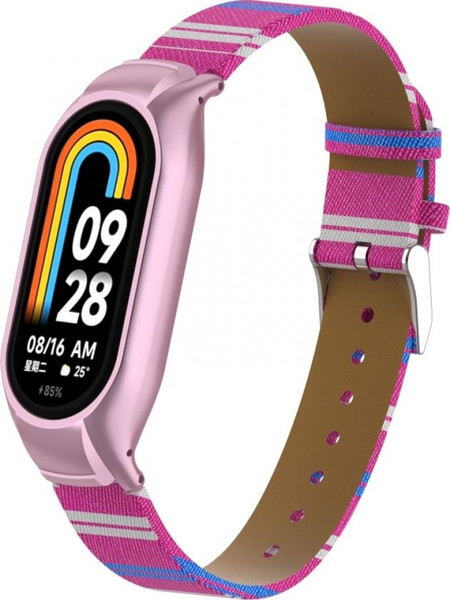 Изображение товара Ремешок для фитнес-трекера Rumi Ecoleather для Xiaomi Smart Band 8/9 (розовый/белый/голубой)