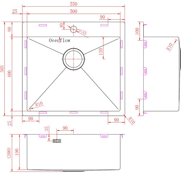 Изображение товара Мойка кухонная ZORG ZRN 5055 Premium PVD Gold