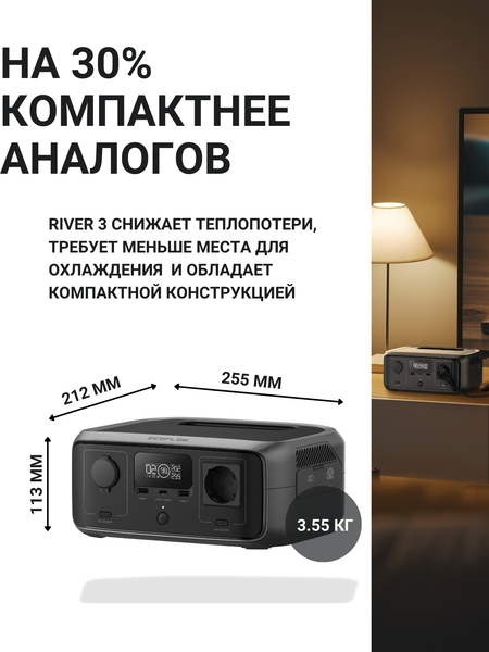 Изображение товара Портативная зарядная станция EcoFlow River 3 UPS