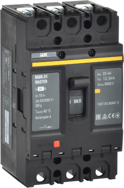 Изображение товара Выключатель автоматический IEK ВА88-31 3Р 50А 25кА / SVA00-3-0050-02