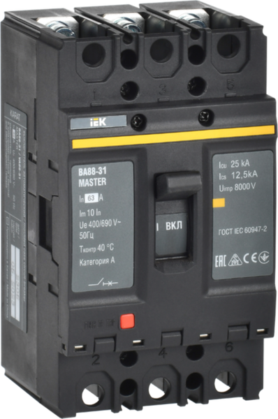 Изображение товара Выключатель автоматический IEK ВА88-31 3Р 63А 25кА / SVA00-3-0063-02