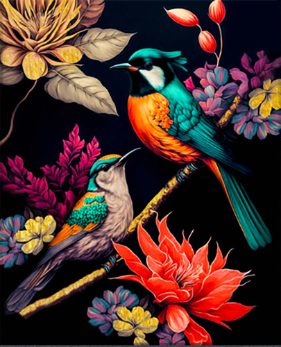 Изображение товара Картина по номерам Флюид Райские птицы 40x50 / BHR0588