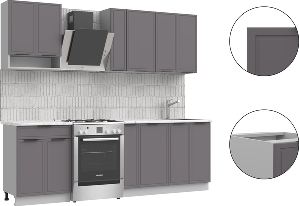 Изображение товара Кухонный гарнитур Arvento Флок-плюс 1.8м (графит)