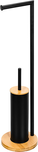 Изображение товара Стойка для туалетной бумаги с ершиком El Casa 240502 (черный, на бамбуковой подставке)