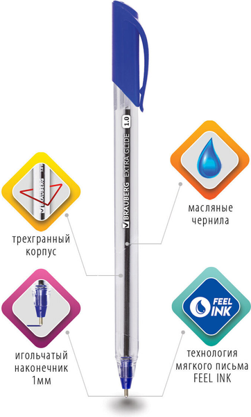 Изображение товара Ручка шариковая Brauberg Extra Glide / 141700 (синий)