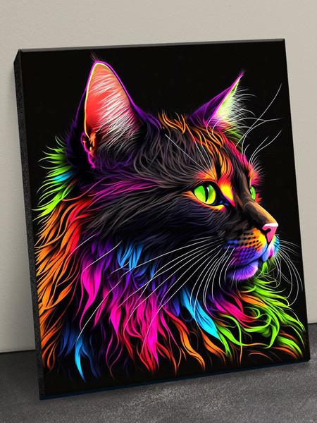 Изображение товара Картина по номерам Флюид Радужный котик 40x50 / BHR0557