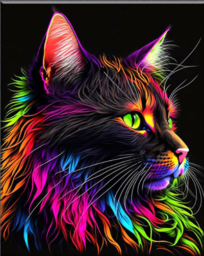 Изображение товара Картина по номерам Флюид Радужный котик 40x50 / BHR0557