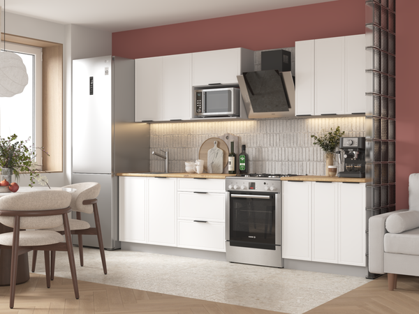 Изображение товара Кухонный гарнитур Arvento Флок-плюс 2.2м (белый)