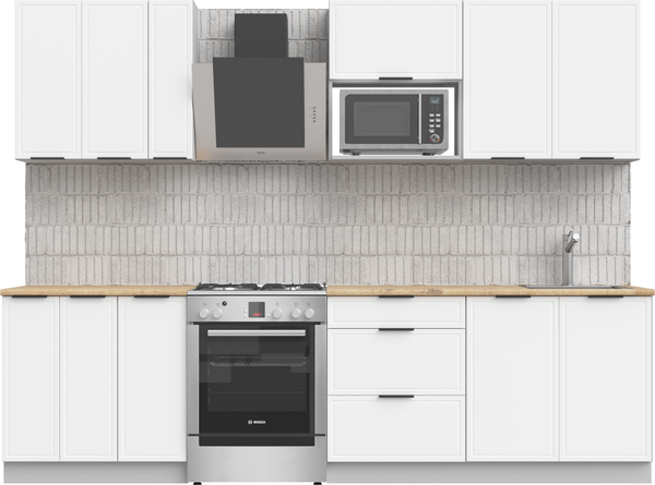 Изображение товара Кухонный гарнитур Arvento Флок-плюс 2.2м (белый)