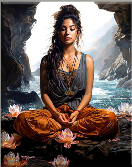 Изображение товара Картина по номерам Флюид Медитация на берегу океана 40x50 / BSH0003