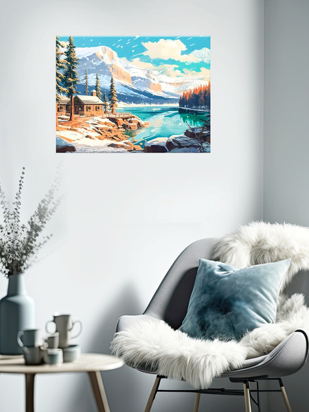 Изображение товара Картина по номерам Флюид Домик у горного озера 40x50 / QHR0001