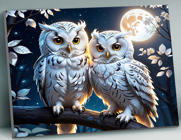 Изображение товара Картина по номерам Флюид Совиная пара 40x50 / QHR0002