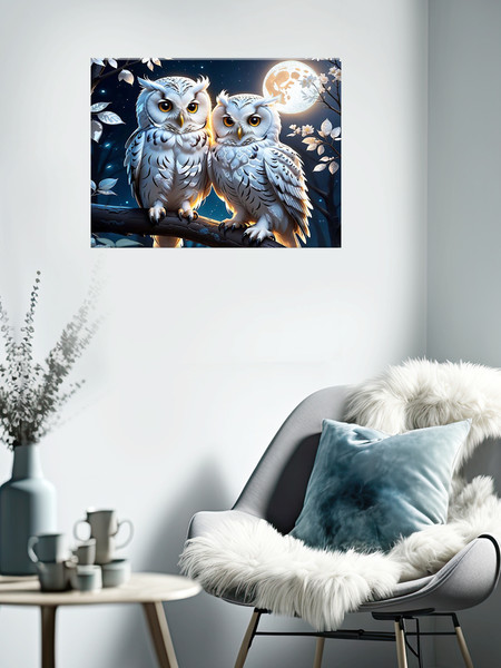 Изображение товара Картина по номерам Флюид Совиная пара 40x50 / QHR0002