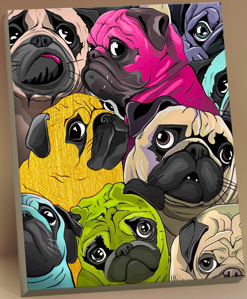 Изображение товара Картина по номерам Флюид Мопс арт 40x50 / HR0453