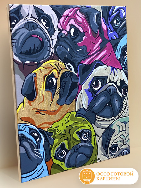 Изображение товара Картина по номерам Флюид Мопс арт 40x50 / HR0453