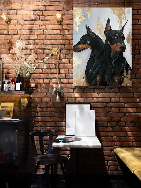 Изображение товара Картина по номерам Флюид Собаки породы доберман 40x50 / HR0458