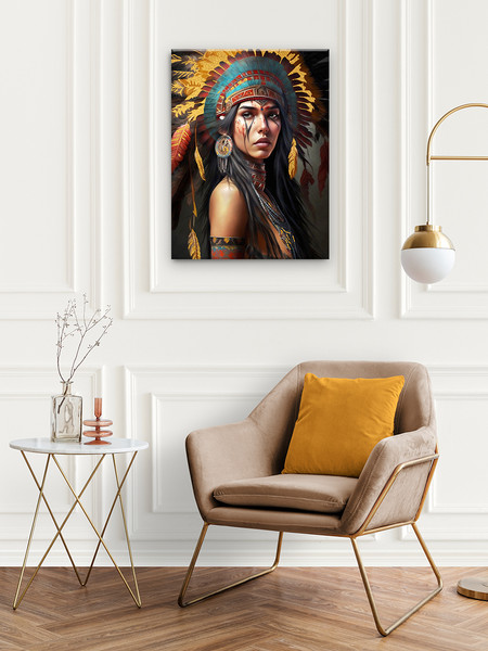 Изображение товара Картина по номерам Флюид Девушка индеец 40x50 / HR0600