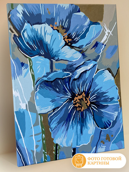 Изображение товара Картина по номерам Флюид Голубые цветы 40x50 / HR0602