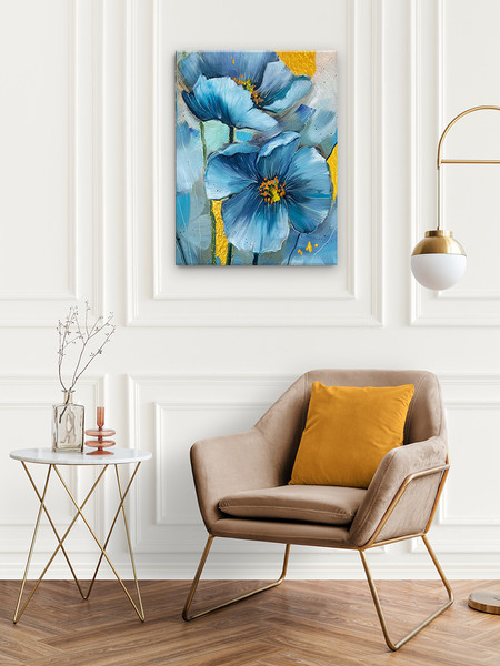 Изображение товара Картина по номерам Флюид Голубые цветы 40x50 / HR0602