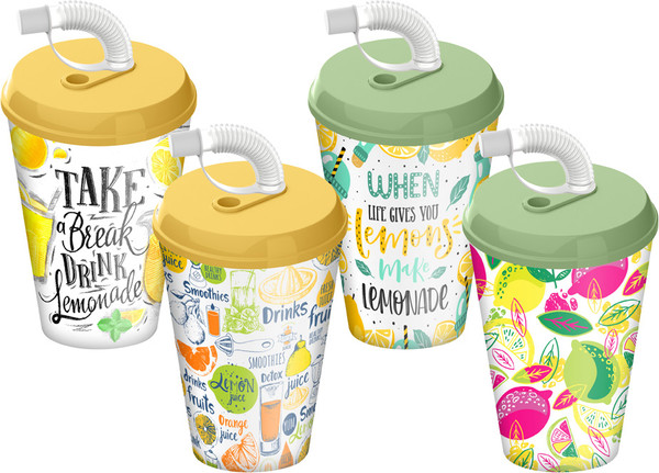 Изображение товара Стакан Homver Пикник 2231125 (с крышкой и трубочкой)