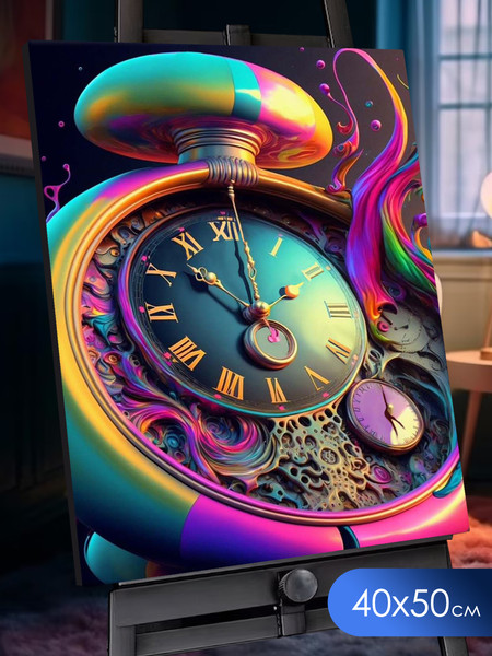 Изображение товара Картина по номерам Флюид Радужные часы 40x50 / SHR0540