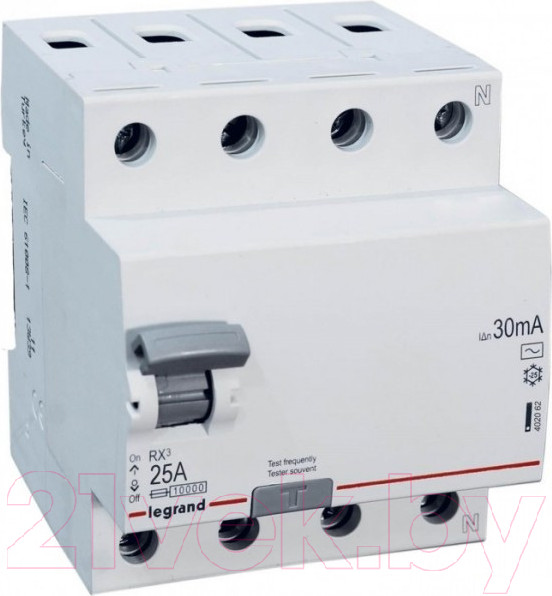 Изображение товара Устройство защитного отключения Legrand RХ3 4P 40A 300mA 10kA 4M АС / 402071