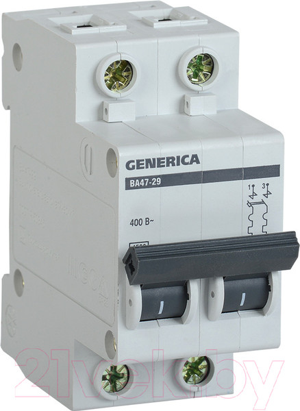 Изображение товара Выключатель автоматический Generica ВА 47-29 2Р 6А 4.5кА / MVA25-2-006-C